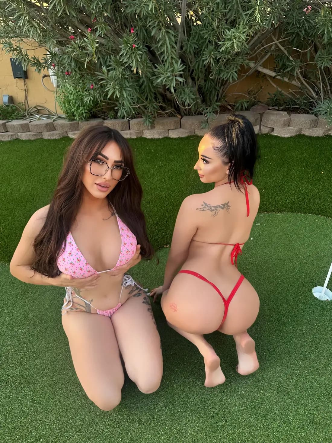 Two performers at a private pool setting for a neighborhood-first Houston weekend plan