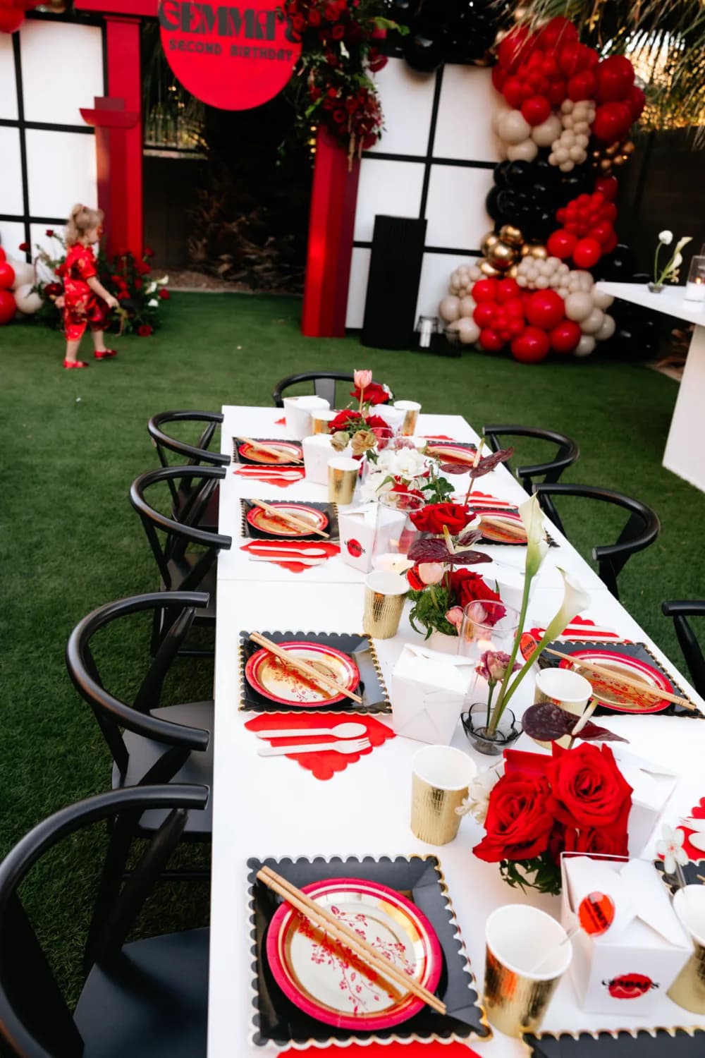 Outdoor table setting prepared for private hibachi catering in Arizona